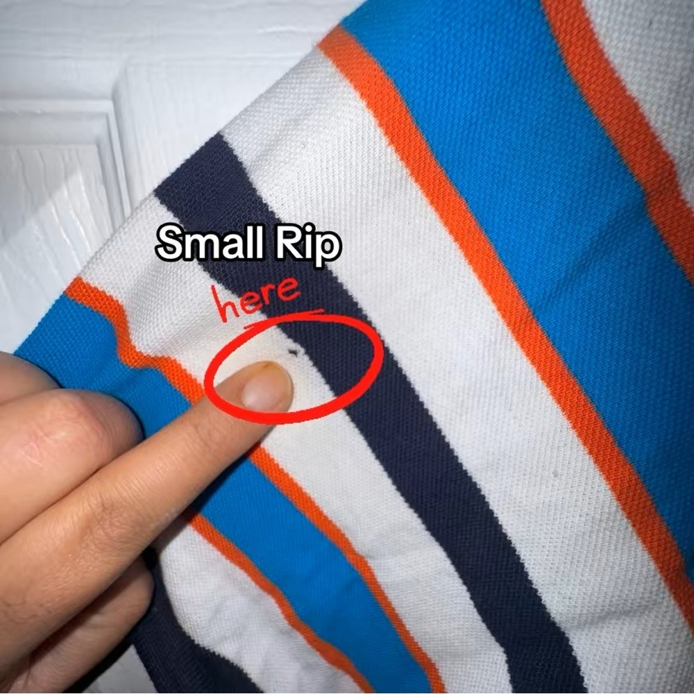 U.S. Polo Assn. Boy's XL 18/20 NWT Striped Polo Shirt Orange Blue White Logo - Picture 5 of 9
